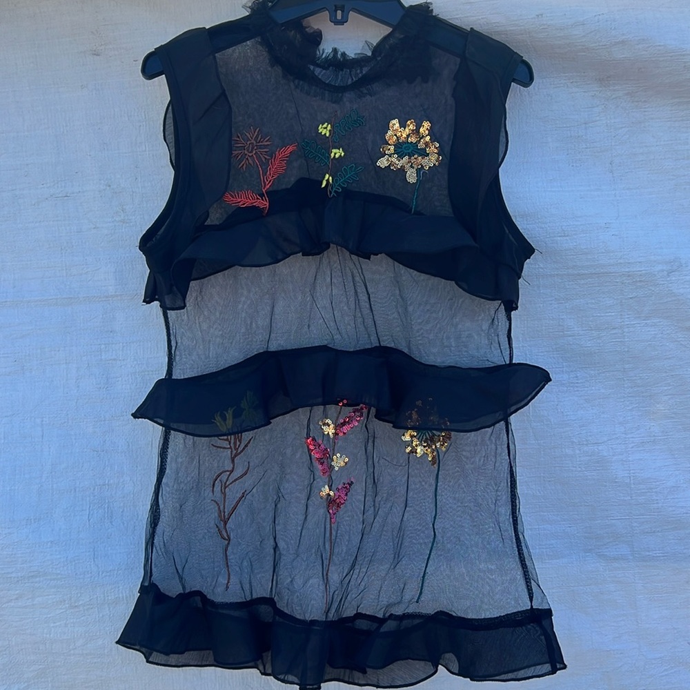 Ontwelfth sheer blouse with sequin accents